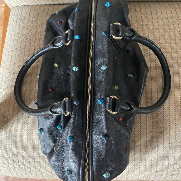 ✨Tehra&B large rainbow knotted black satchel ✨ great condition! - Picture 3 of 6